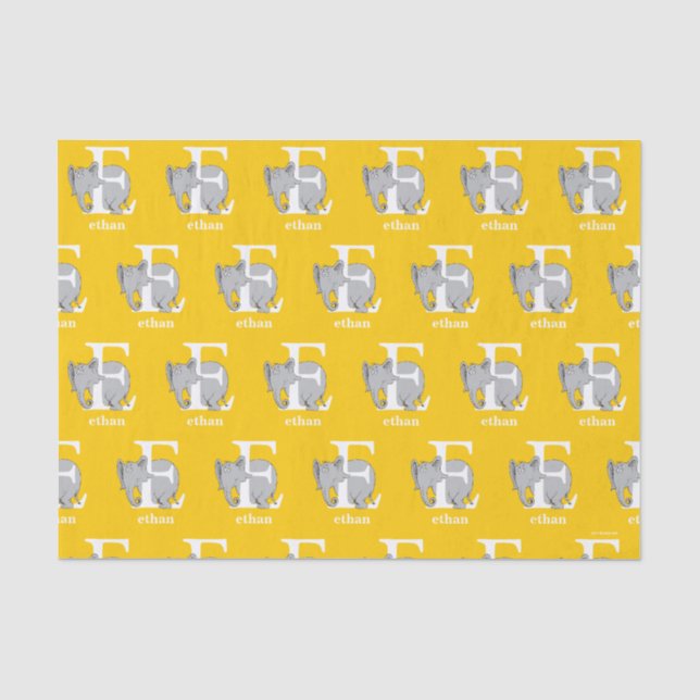 Papier Mousseline ABC du Dr Seuss : Lettre E - Blanc | Ajouter Votre (Recto)
