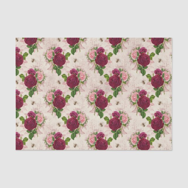 Papier Mousseline Abee vintage et Rose (Recto)