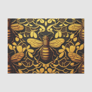 Papier Mousseline Abeille Abstraite en or. Motif d'insecte floral do