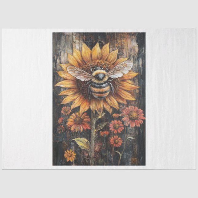 Papier Mousseline Abeille de tournesol d'automne (Recto)