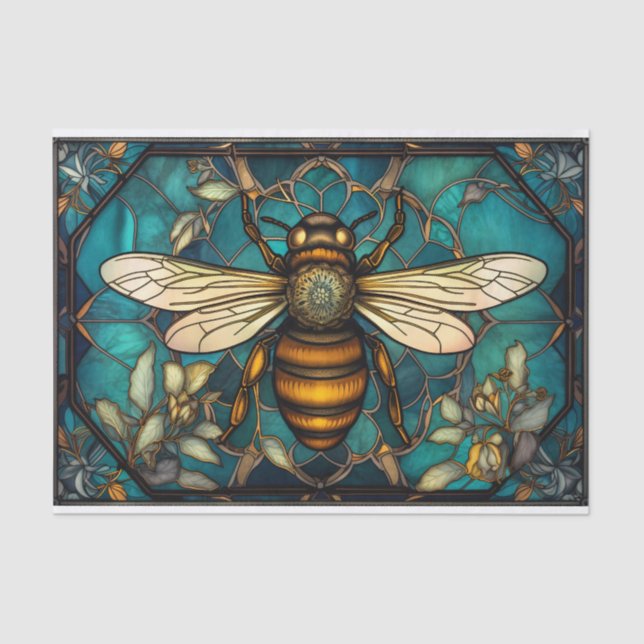 Papier Mousseline Abeille Sur Une Fenêtre En Verre Tiré (Recto)