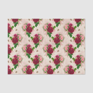 Papier Mousseline Abeille vintage et roses