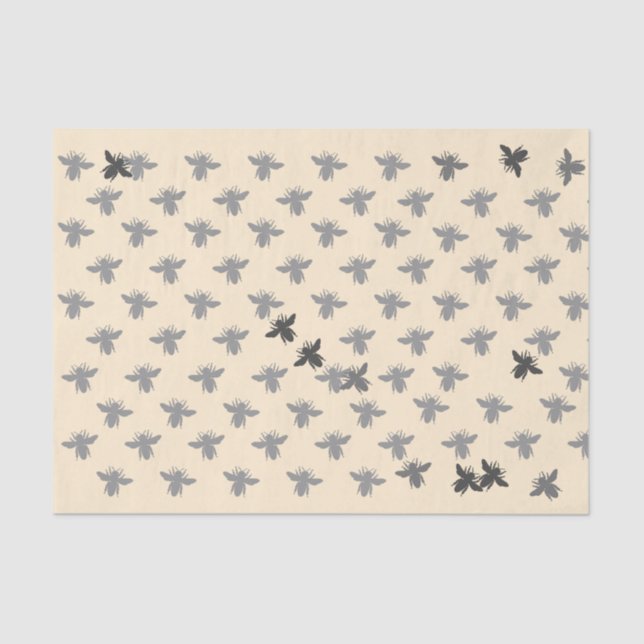 Papier Mousseline Abeilles de miel en vol sur Arrière - plan de miel (Recto)