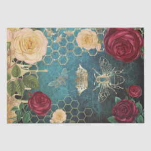 Papier Mousseline Abeilles vintages et papier rose