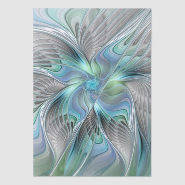 Papier Mousseline Abstract Blue Green Butterfly Fantasy Fractal Art (Recto)