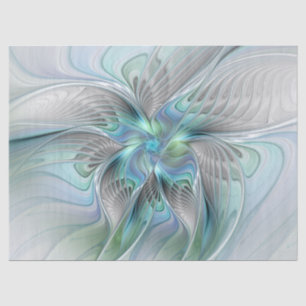 Papier Mousseline Abstrait Bleu Vert Papillon Imaginaire Fractal Art