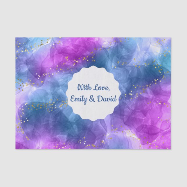 Papier Mousseline Abstrait Blue Rose Alcohol Ink Art Personnalisé (Recto)