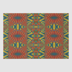 Papier Mousseline Abstrait hippie rouge jaune bleu ethnique Trippy