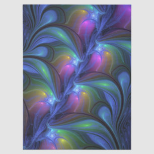 Papier Mousseline Abstrait Lumineux Coloré Bleu Rose Vert Fractale