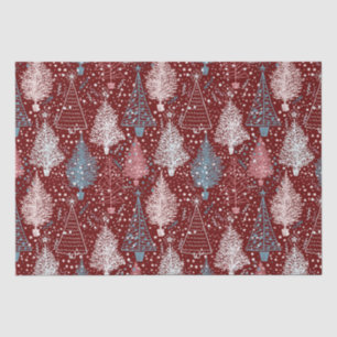 Papier Mousseline Abstrait Noël Arbres Motif 3
