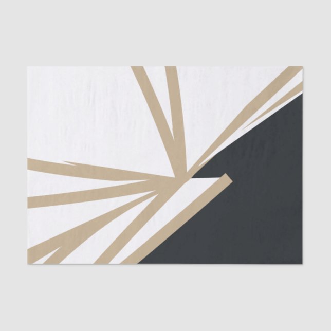 Papier Mousseline Abstrait Noir Blanc Or (Recto)