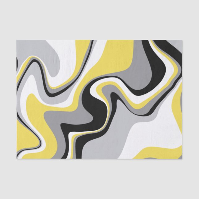 Papier Mousseline Abstrait noir et jaune (Recto)