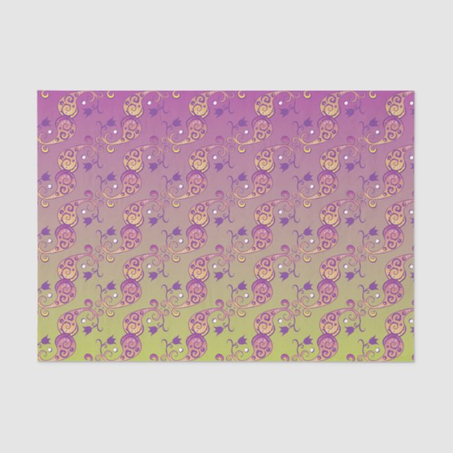 Papier Mousseline Abstrait Pastel vert et rose pâtissier floral (Recto)