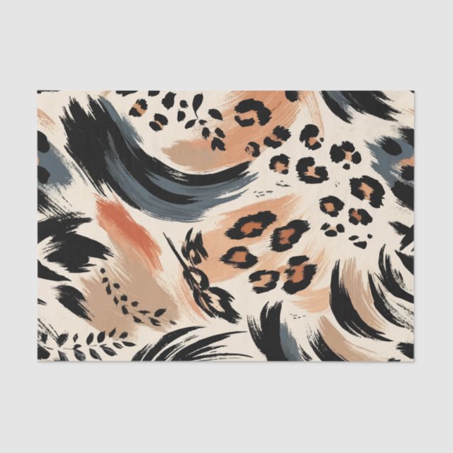 Papier Mousseline Abstrait Poster de animal exotique peint Leopard (Recto)