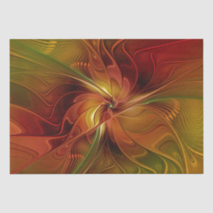 Papier Mousseline Abstrait Rouge Orange Brown Vert Fractal Art Flowe