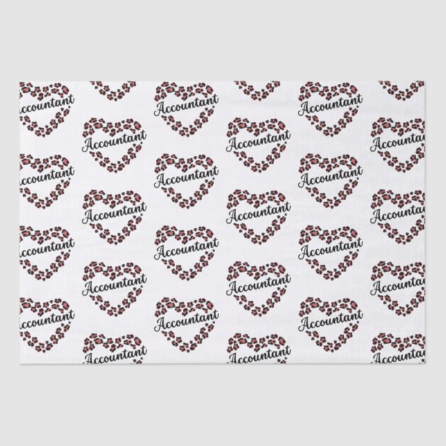 Papier Mousseline Accountant Leopard Heart Frame White (Recto)