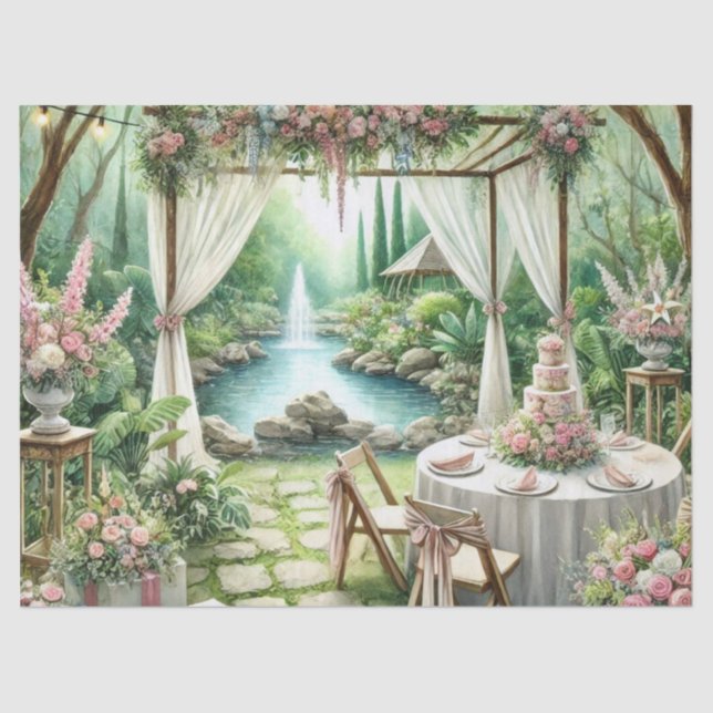 Papier Mousseline Accueil Mariage extérieur Élégant Découpage (Recto)