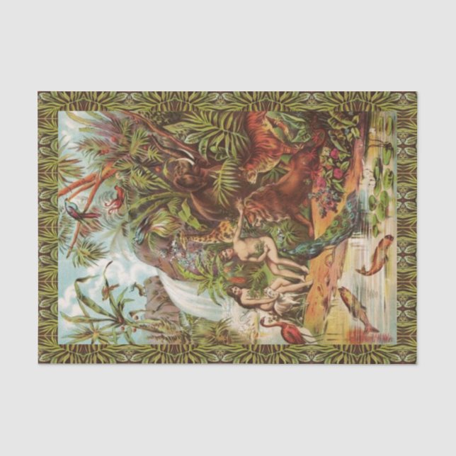 Papier Mousseline Adam Et Eve Dans Le Papier Tissu Du Jardin (Recto)