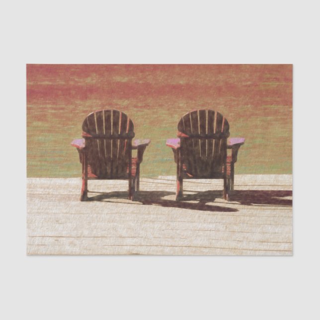 Papier Mousseline Adirondack Chaises De Plage Coucher De Soleil Rust (Recto)
