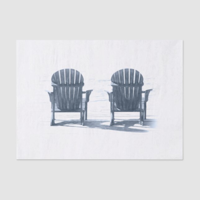 Papier Mousseline Adirondack Chaises De Plage Gris Blanc Rustique (Recto)