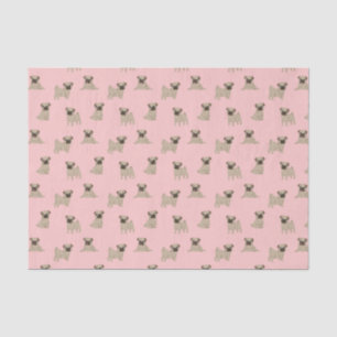 Papier Mousseline Adorable Carlin rose  Puppies Motif