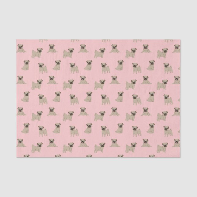 Papier Mousseline Adorable Carlin rose  Puppies Motif (Recto)