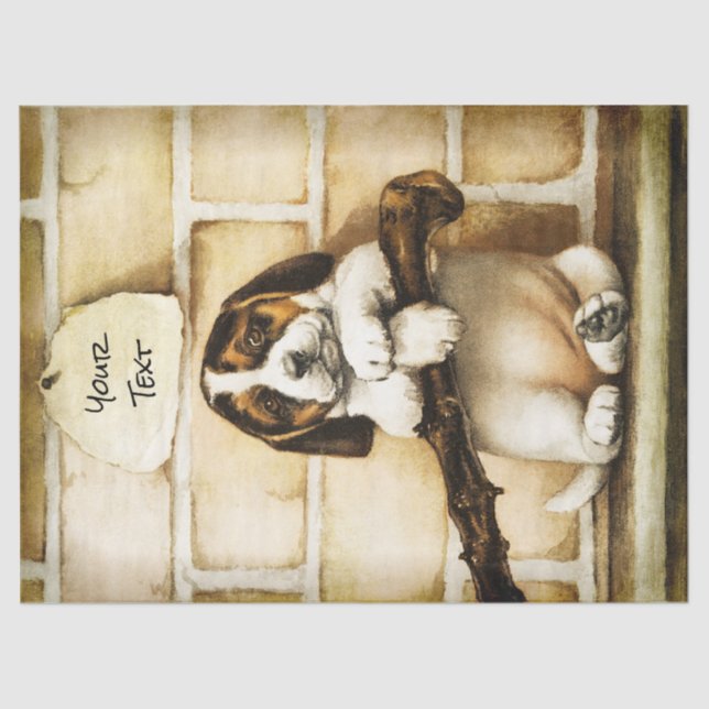 Papier Mousseline Adorable Chien Chien Chien Art Découpage Tissu Pap (Recto)