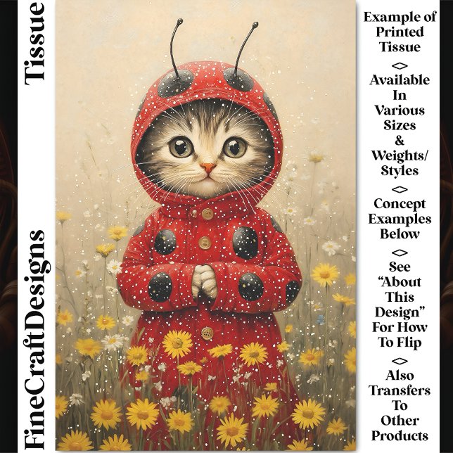 Papier Mousseline Adorable Kitten Ladybug Découpe DA5 à la fantaisie (Créateur téléchargé)