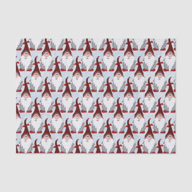 Papier Mousseline Adorable Rouge Noir Gnome Noël Enfants (Recto)
