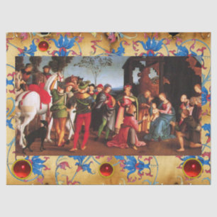 PAPIER MOUSSELINE ADORATION DE MAGI CHRISTMAS PARCHEMENT FLORAL, GEM