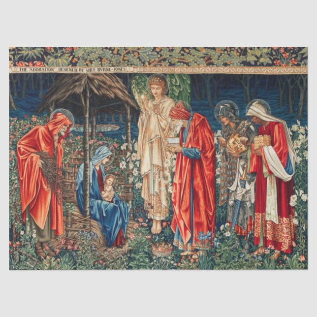 Papier Mousseline ADORATION DE MAGI Morris, Noël de Burne-Jones (Recto)