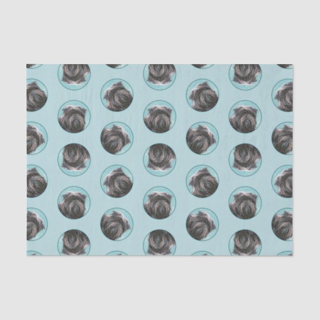 Papier Mousseline Affenpinscher Peinture Chien noir et argent Art (Recto)