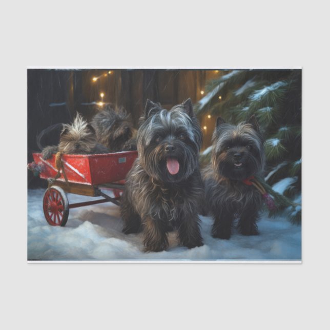 Papier Mousseline Affenpinscher Snowy Sleigh Ride Décor de Noël (Recto)