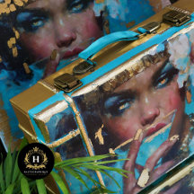 African American Woman Blue Cocktail Decoupage