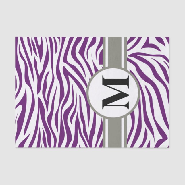 Papier Mousseline African Violet Safari Zebra avec monogramme (Recto)