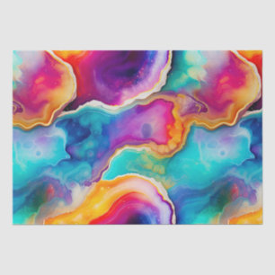 Papier Mousseline Agate Arc-en-Ciel Motif de Pierre Abstraite Vibr
