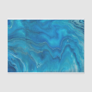 Papier Mousseline Agate de marbre bleu et Turquoise Résumé