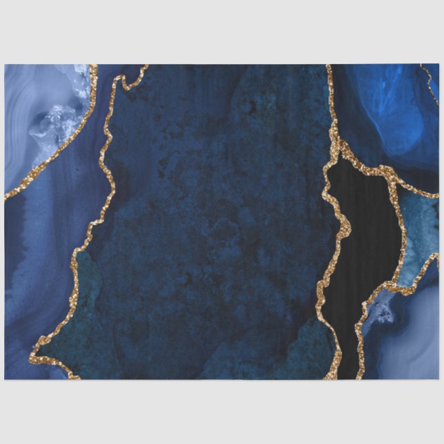 Papier Mousseline Agate de Parties scintillant Blue et Gold de la Ma (Recto)