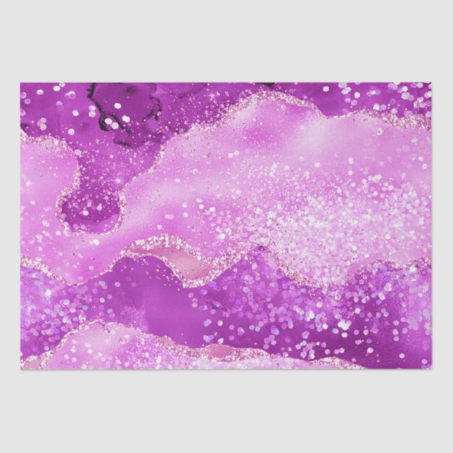 Papier Mousseline Agate de Parties scintillant brillant rose magenta (Recto)