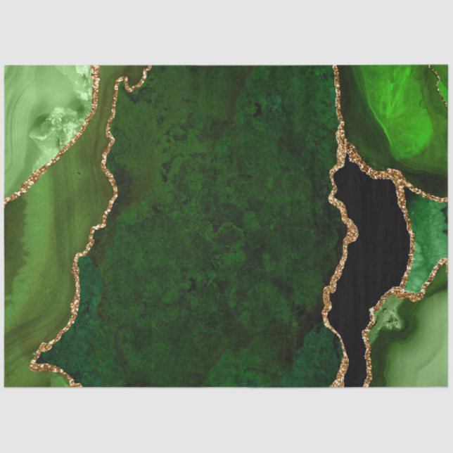 Papier Mousseline Agate de Parties scintillant Green et Gold Faux (Recto)