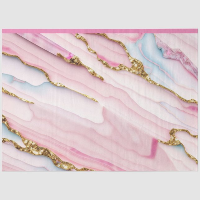 Papier Mousseline Agate Marble tendance Blue Pink Gold Collection (Recto)