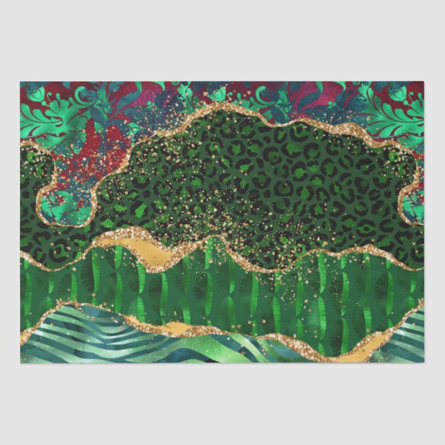 Papier Mousseline Agate Poster de animal Safari vert (Recto)