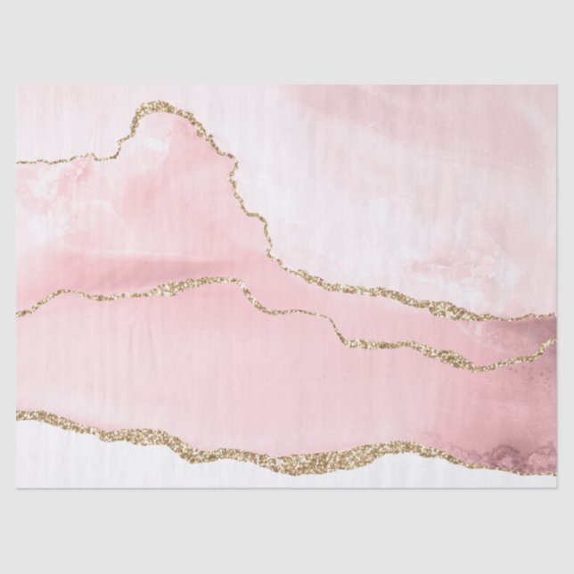 Papier Mousseline Agate rose vierge avec ruban or Élégant (Recto)
