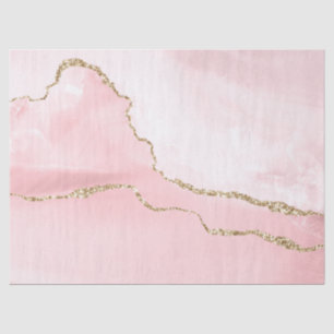Papier Mousseline Agate rose vierge avec ruban or Élégant