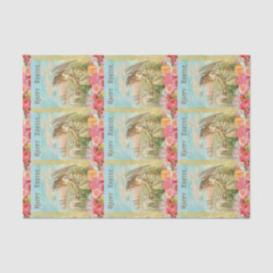 Papier Mousseline Agneau vintage d'ange de typographie heureuse de