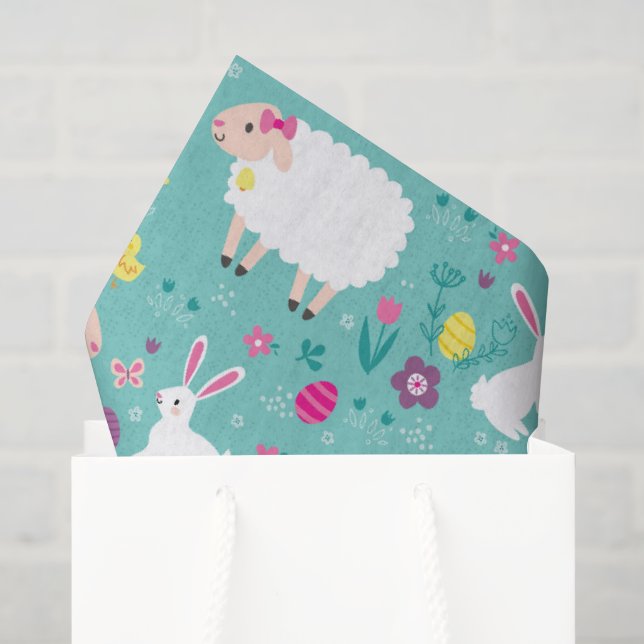 Papier Mousseline Agneaux de Pâques (Sac cadeau)