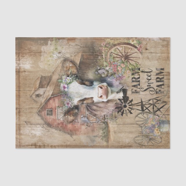 Papier Mousseline Agritourisme rustique Vache de printemps Pays et c (Recto)