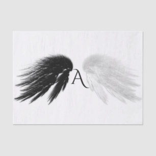 Papier Mousseline AILES D'ANGE Noir + Monogramme Blanc