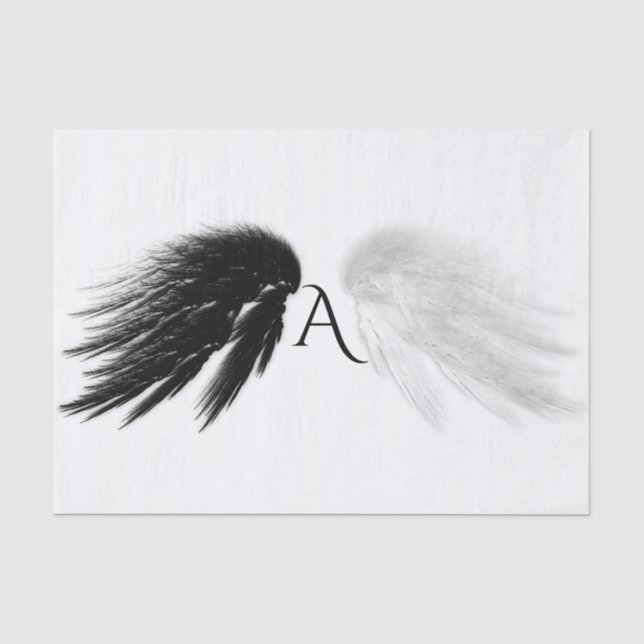 Papier Mousseline AILES D'ANGE Noir + Monogramme Blanc (Recto)