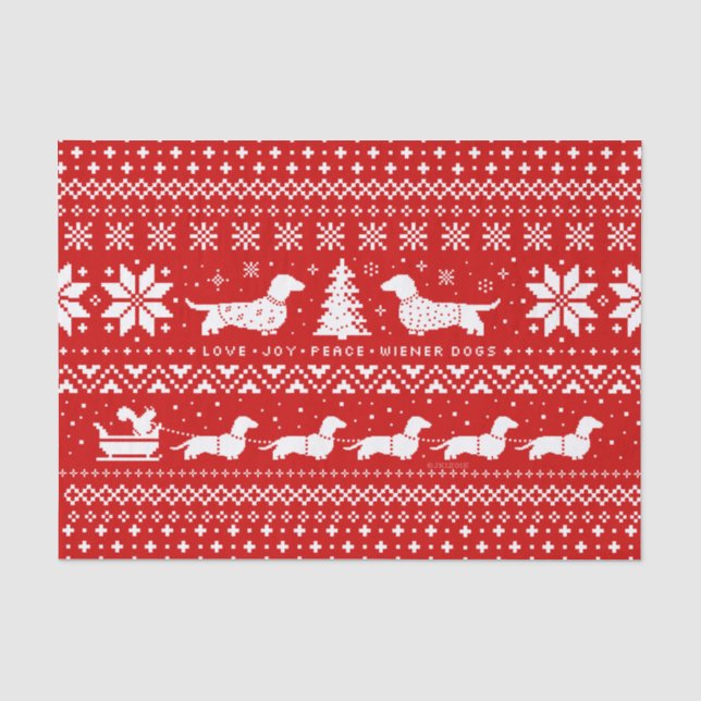 Papier Mousseline Aimer Joy Peace Wiener Dogs | Noël des Dachshunds (Recto)